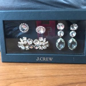 J Crew crystal earrings -set of 3